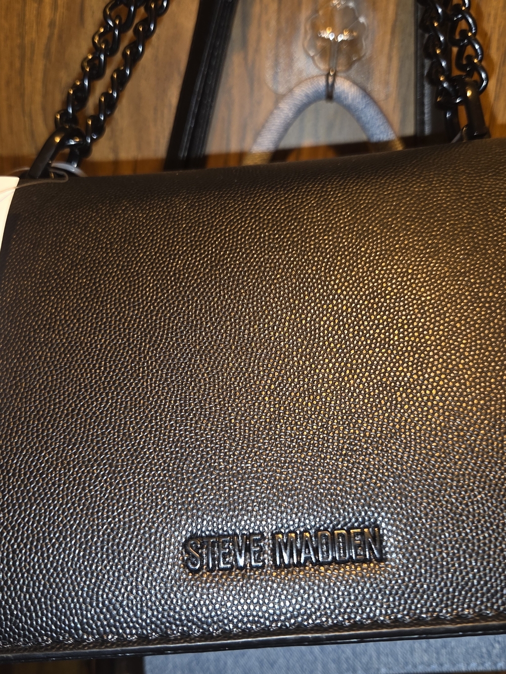 Steve Madden Black Chain-Handle Crossbody Bag - Picture 1 of 2